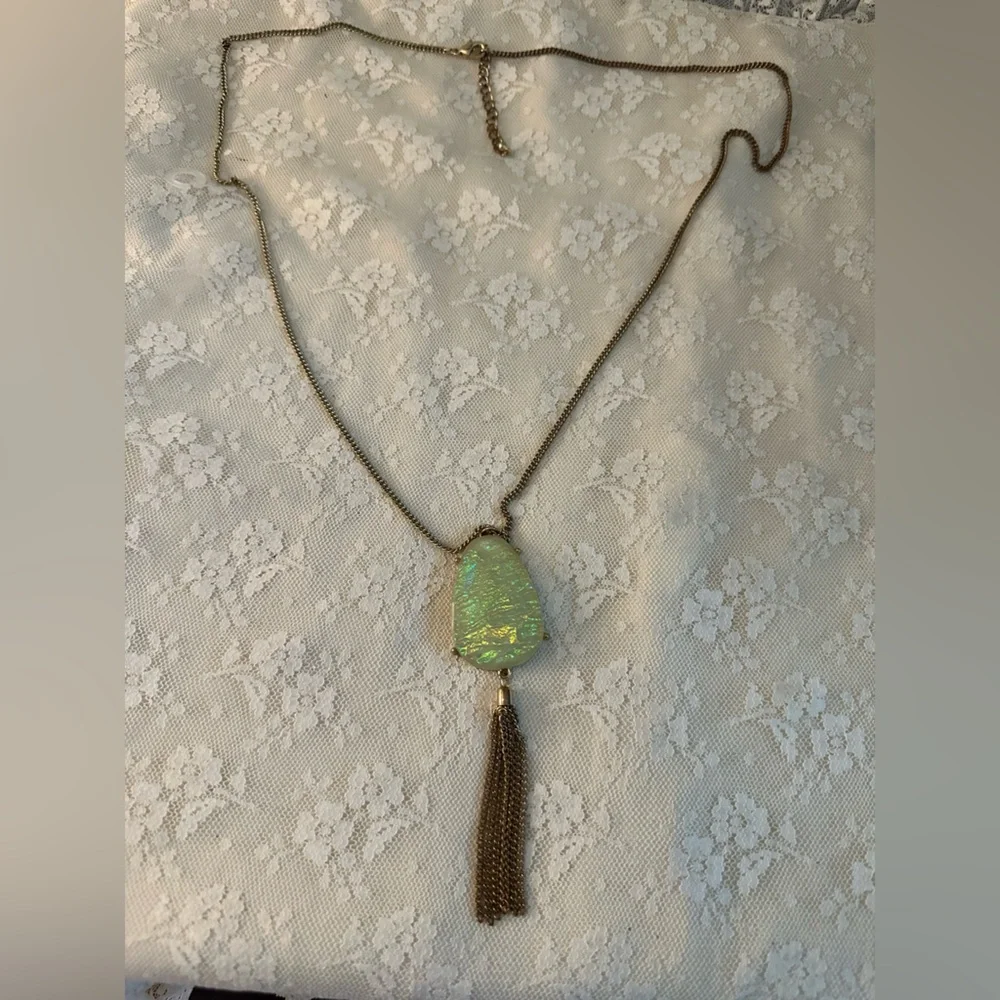 Gold Toned Faux Pendant Necklace